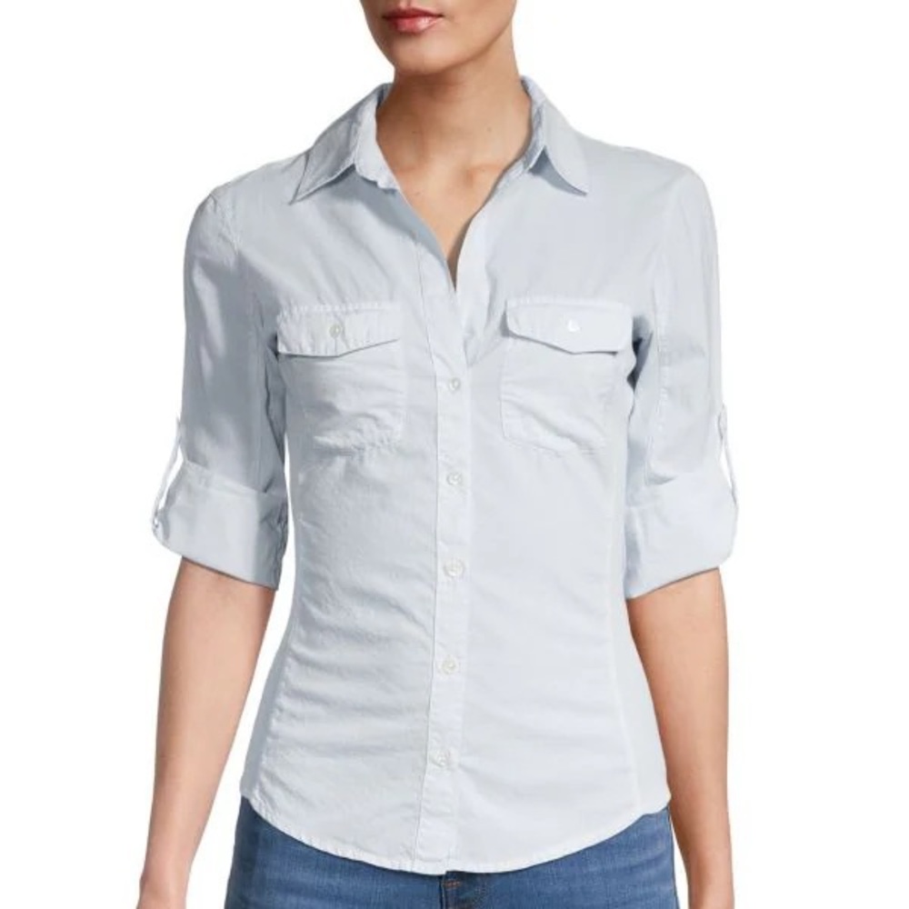 James Perse Standard Contrast Panel Button Shirt Size 1